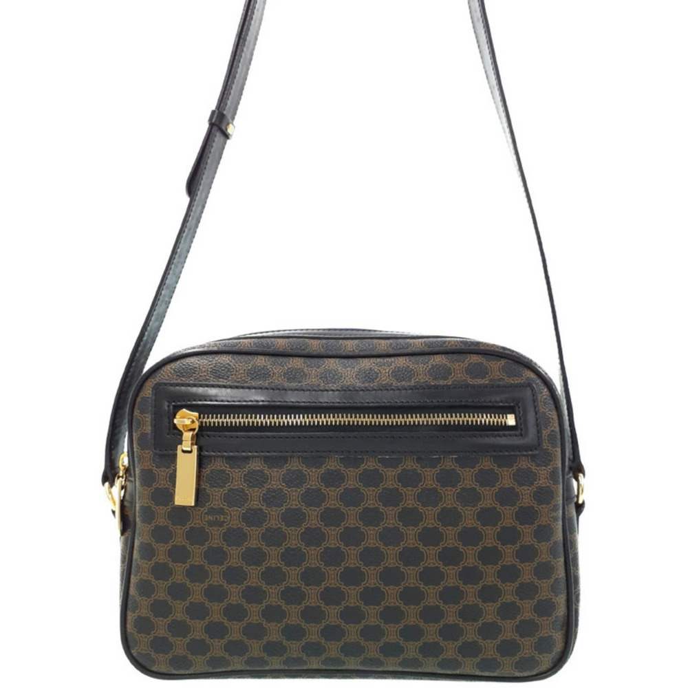 Celine Macadam Leather Shoulder Bag Brown